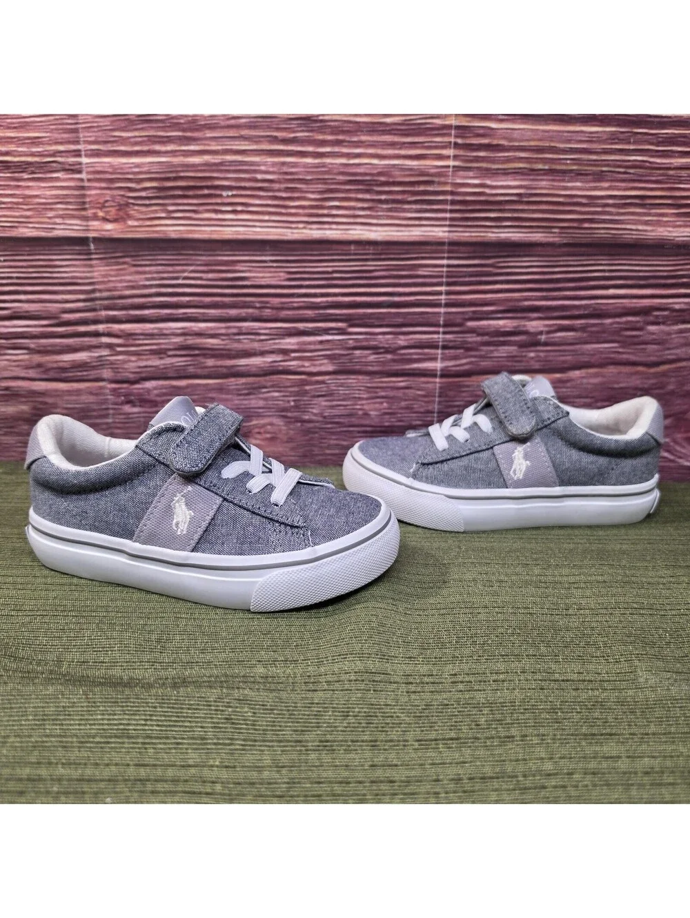 POLO Ralph Lauren Sayer PS Gray Chambray Slip-On Boy's Size 7.5